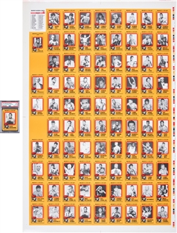 1997 Browns 11th Set Boxing Cards Rare Uncut Sheet Complete Set (84) Featuring a #51 Floyd Mayweather Rookie Card - Plus #51 Floyd Mayweather Rookie Card Graded PSA MINT 9